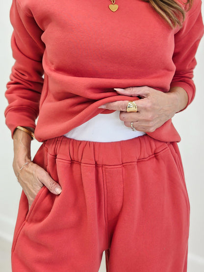 Classic Fit Fleece Sweatshirt With Matching Barrel Lounge Pant Set