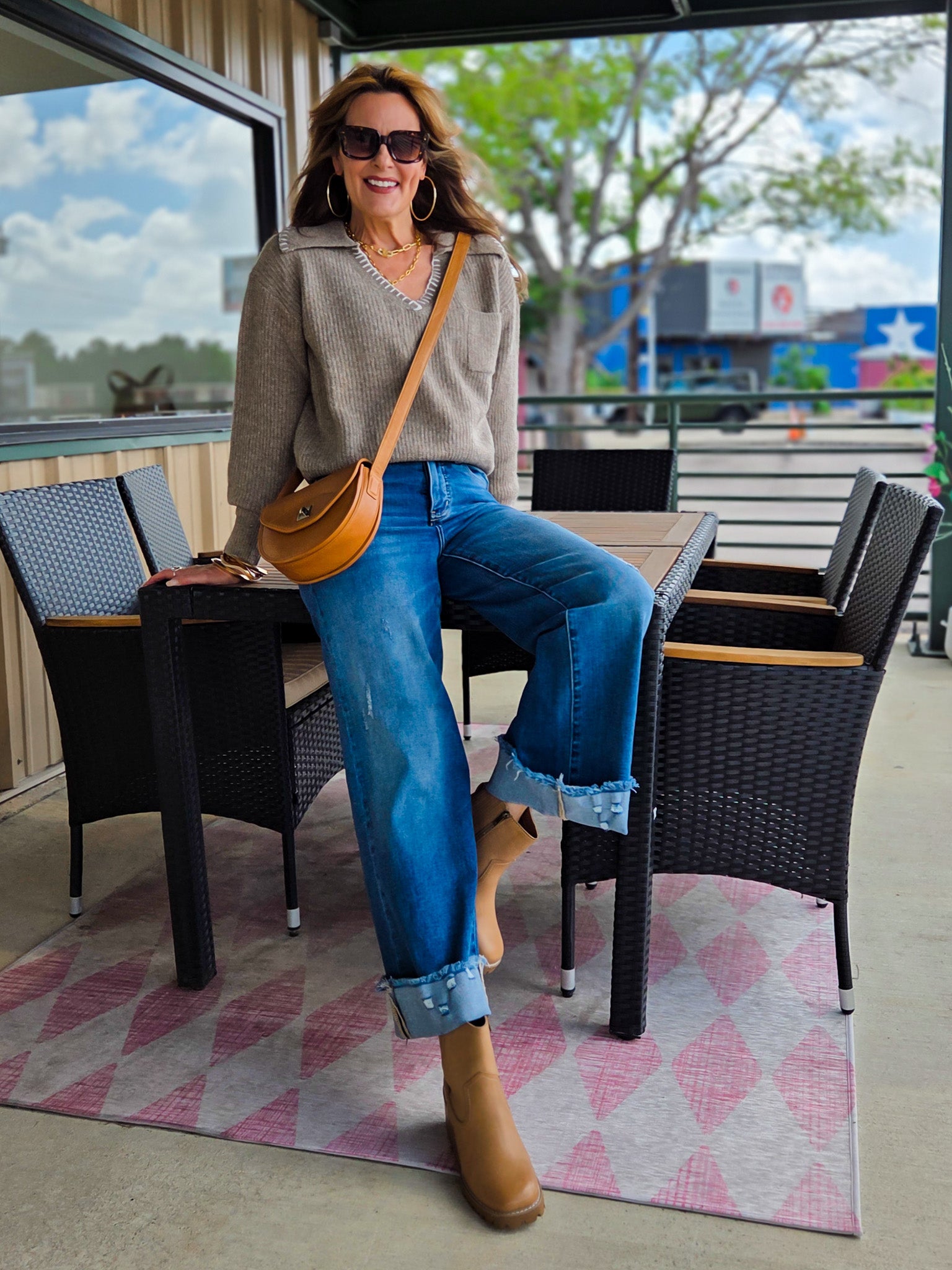 Luxe Relaxed Fit Two Tone Sweater