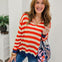Striped Combo V Neck Loose Fit Top