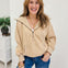 Washed Stitch Elastic Hem Half Zip Fleece Hoodie