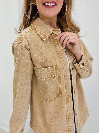 Vintage Washed Denim Pocket Jacket