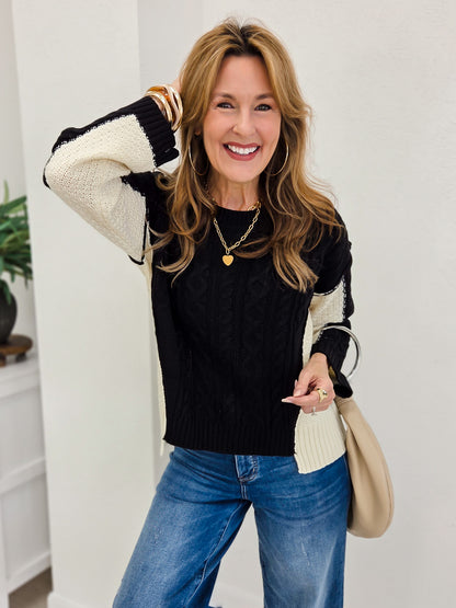 Knitted Ribbed Long Sleeves Loose Fit Sweater