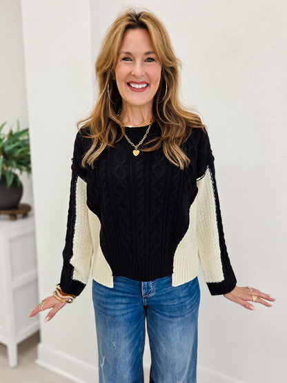 Knitted Ribbed Long Sleeves Loose Fit Sweater