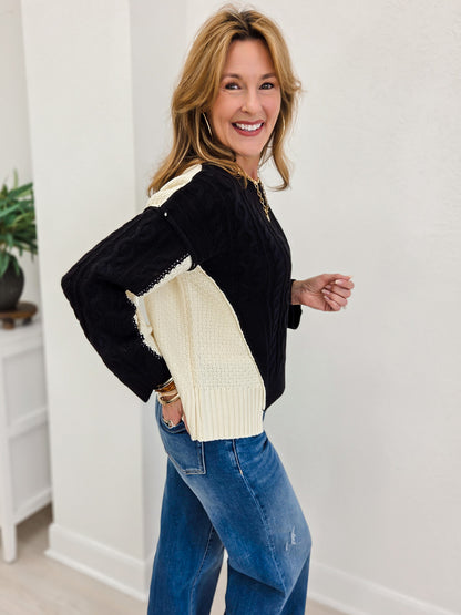 Knitted Ribbed Long Sleeves Loose Fit Sweater