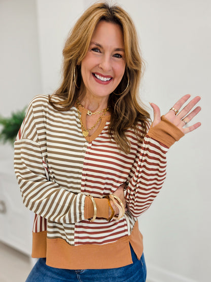 Vintage Loose Fit Striped Sweater Top