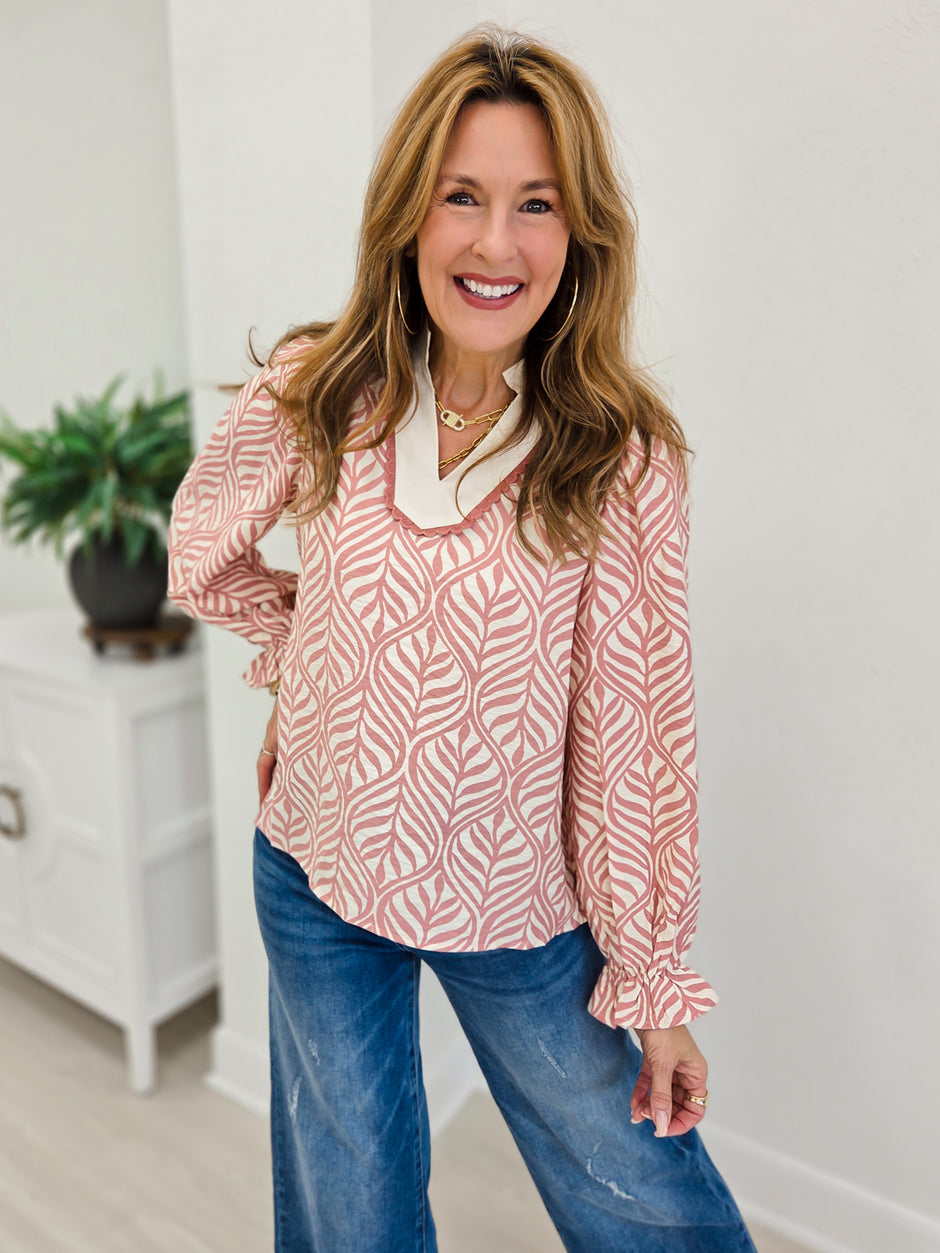 Forest Leaf Lace Botanica Puff Blouse