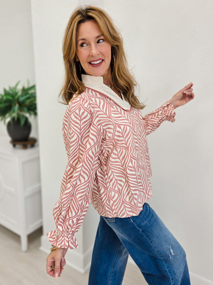 Forest Leaf Lace Botanica Puff Blouse