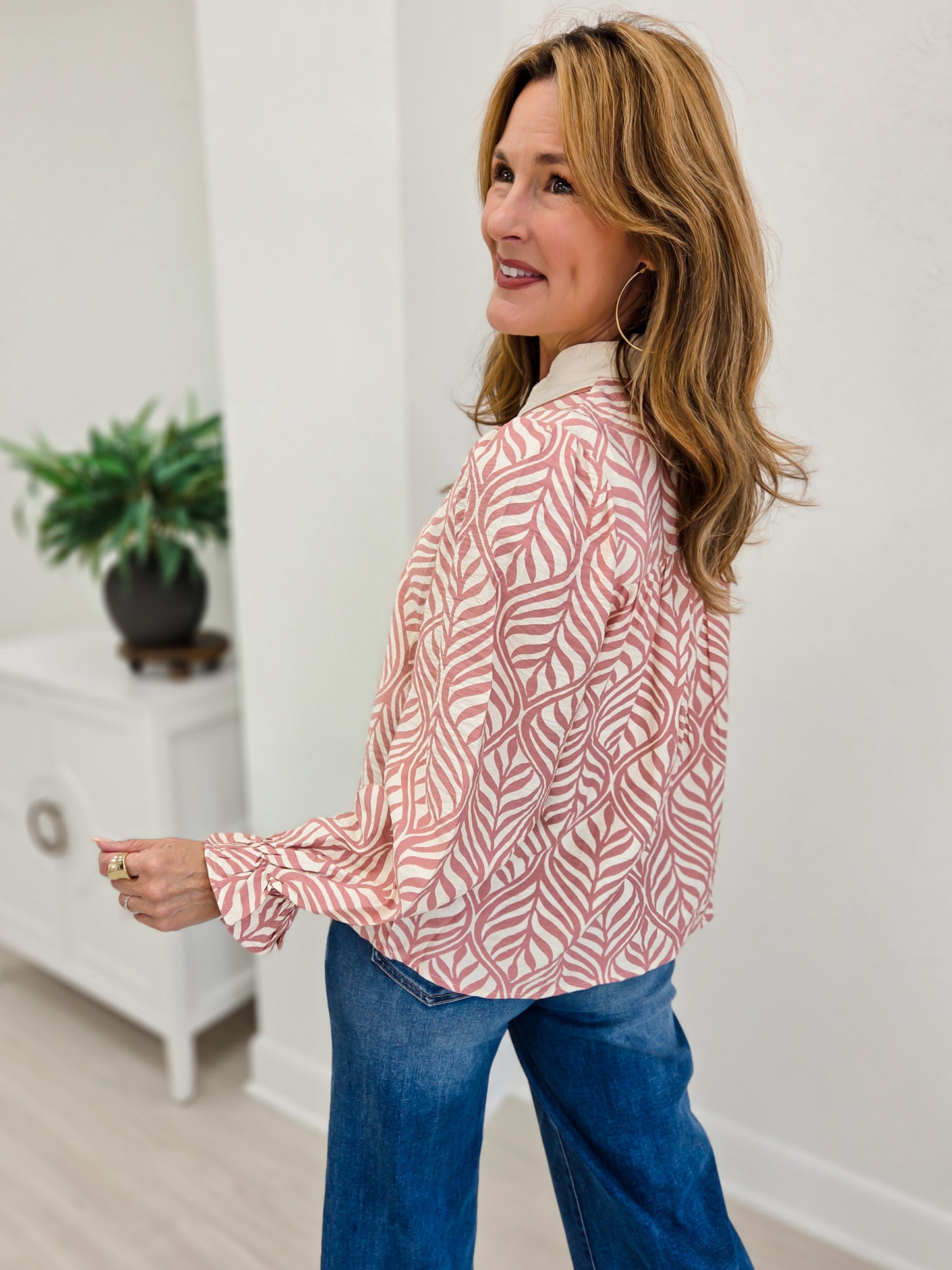 Forest Leaf Lace Botanica Puff Blouse