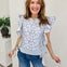 Floral Printed Twill Lace Trim Detail Side Bow Tied Top