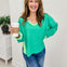 Textured Jersey Color Block Top With Cut Edge