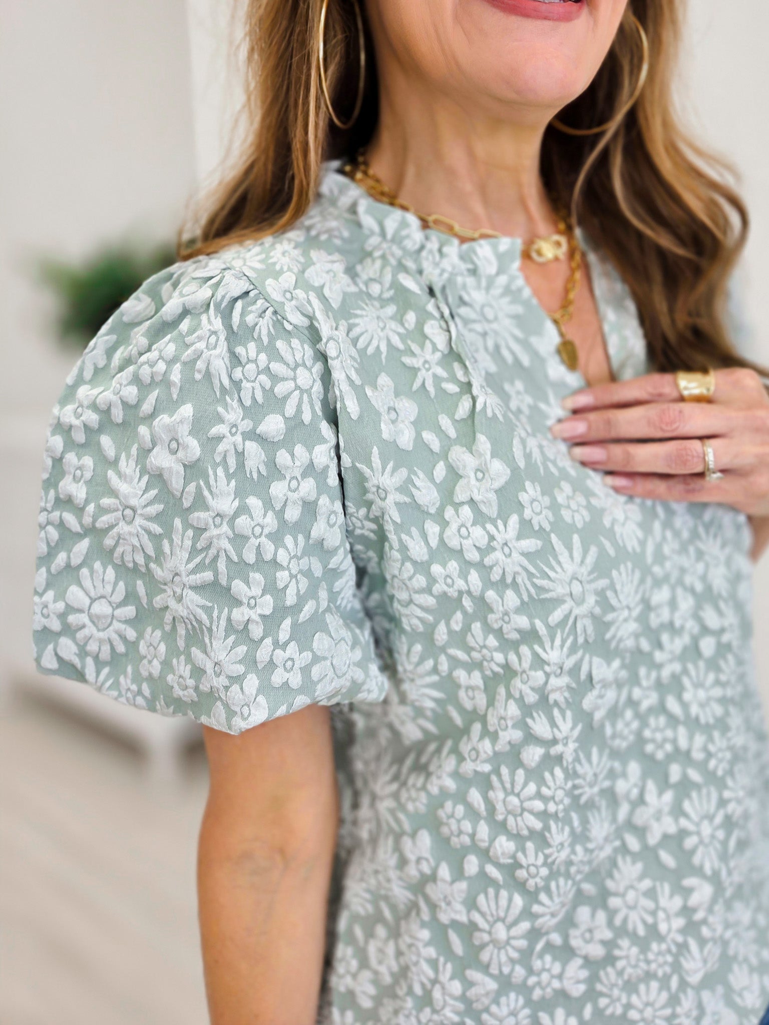 Floral Weave Of Serenity Blouse Top