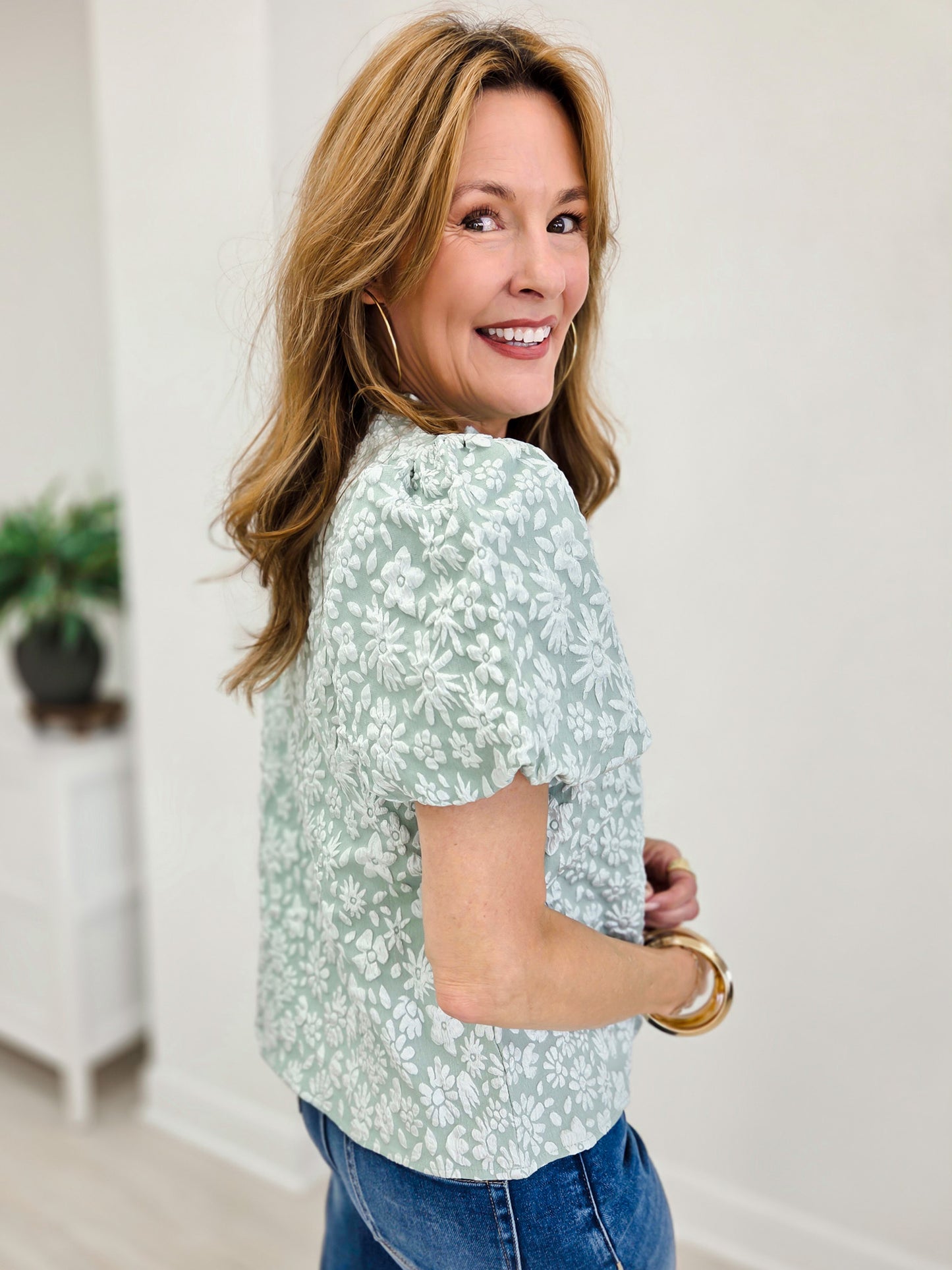 Floral Weave Of Serenity Blouse Top