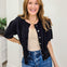 Luxe Soft Cardigan With Cubic Flower Buttons
