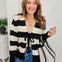Large Front Tie Stripe Cardigan With Long Sleeves