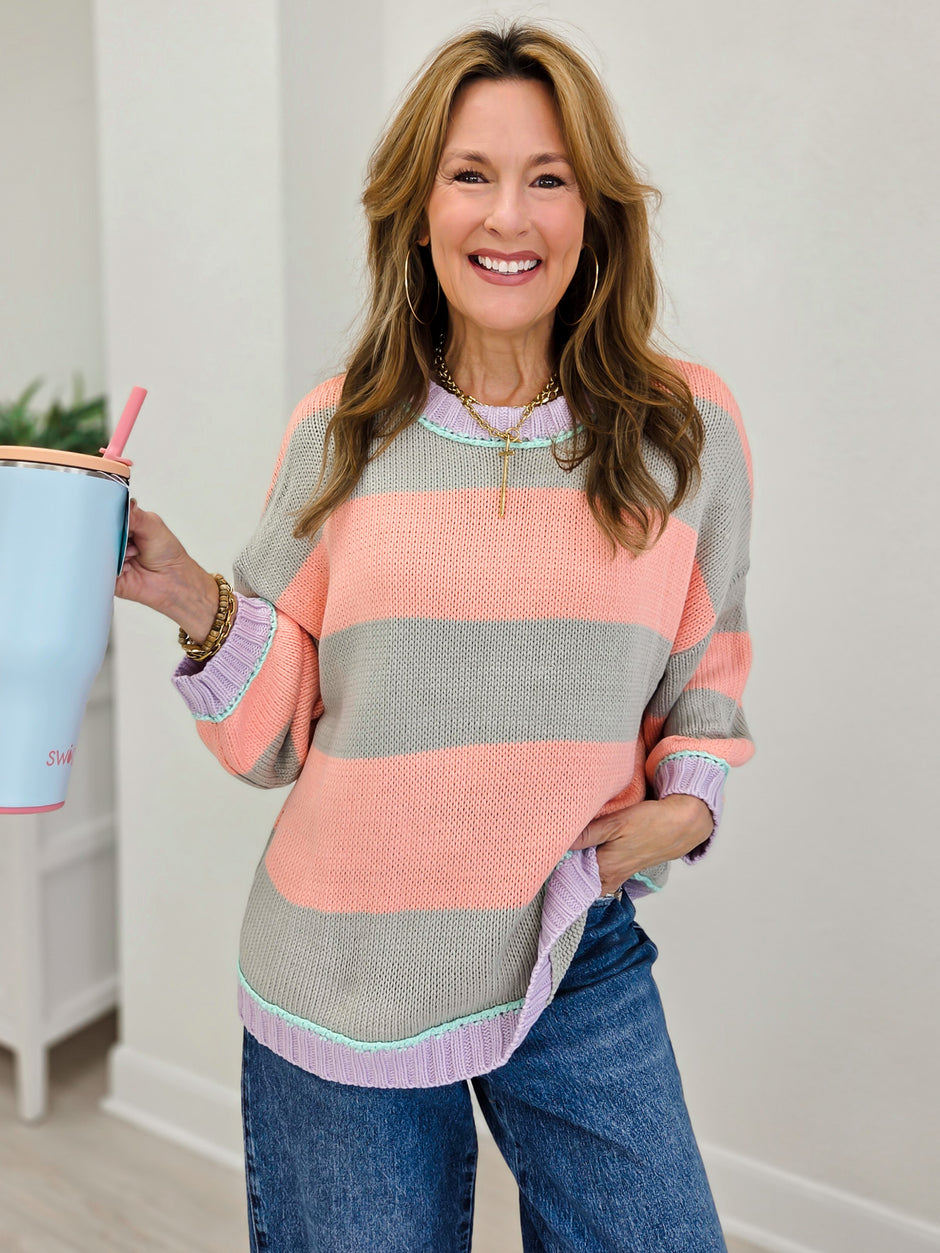 Ribbed Sunset Stripe Sweater