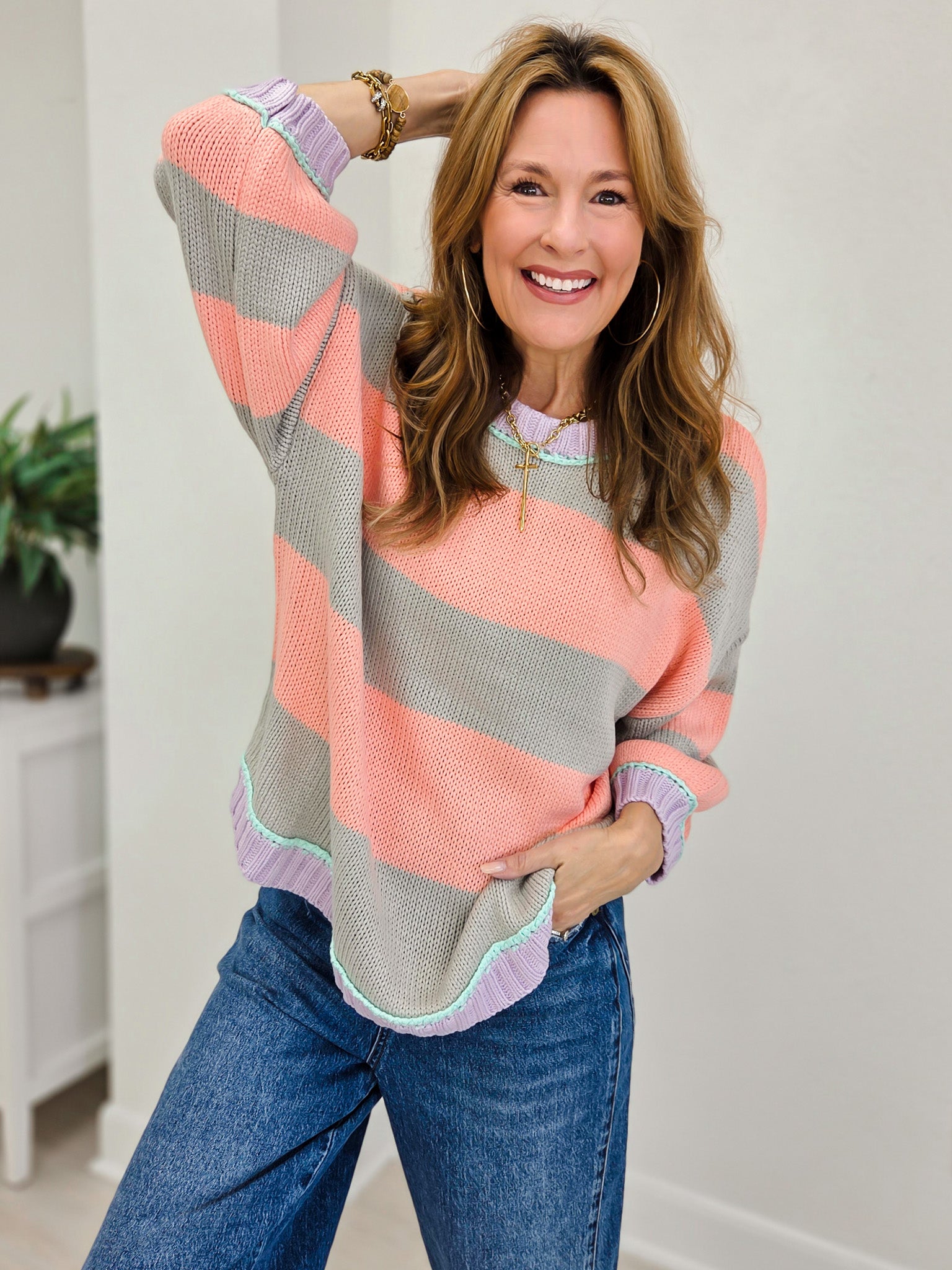 Ribbed Sunset Stripe Sweater