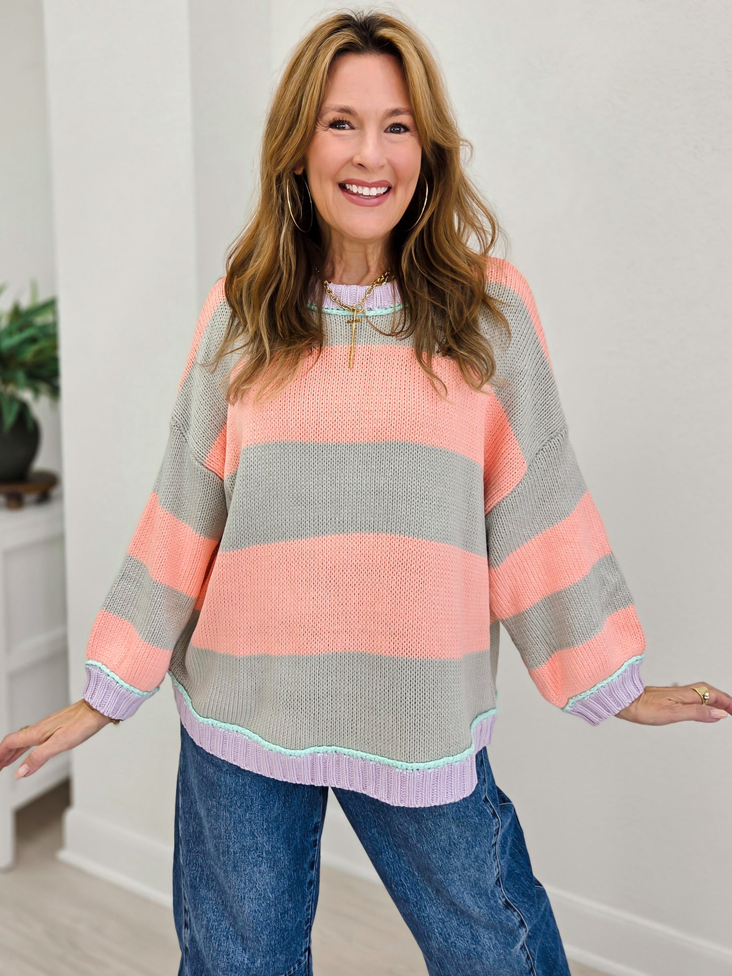 Ribbed Sunset Stripe Sweater