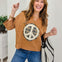 Mineral Washed Peace Mark Patch Knit Top