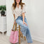 Side Piping Wide-leg Cropped Jeans - Light Denim