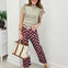 Polka Dot Print Cotton Twill Wide Straight Leg Pants