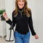 Mock Turtleneck Stretchable Fabric Long Sleeve Solid Top