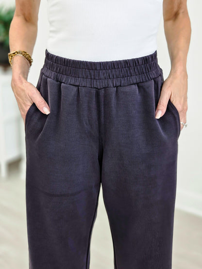 Luxe Sand Wash Rib Wide-Leg Pants