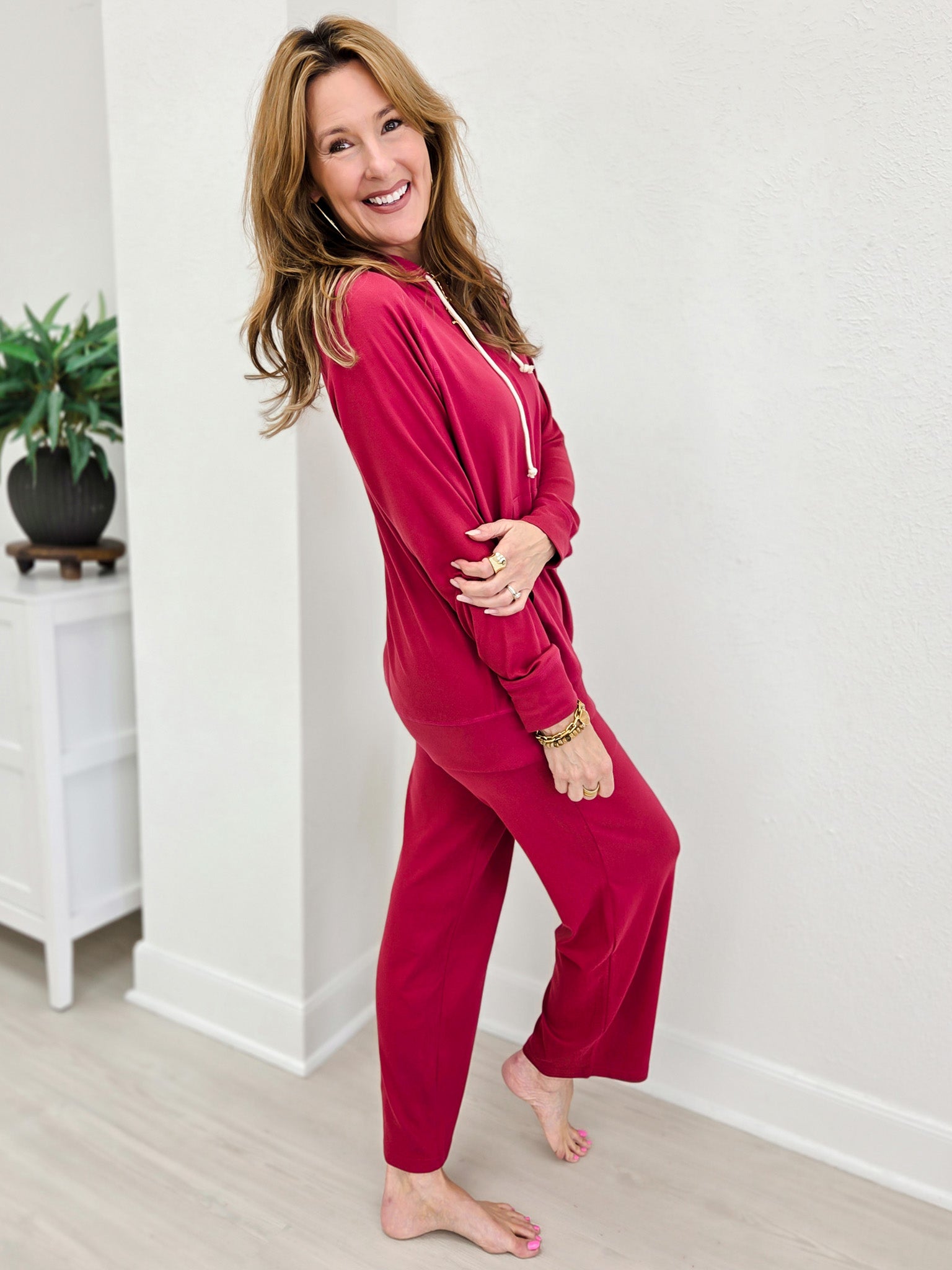 Brushed Hacci Lounge Hoodie With Matching Brushed Hacci Lounge Pant Set