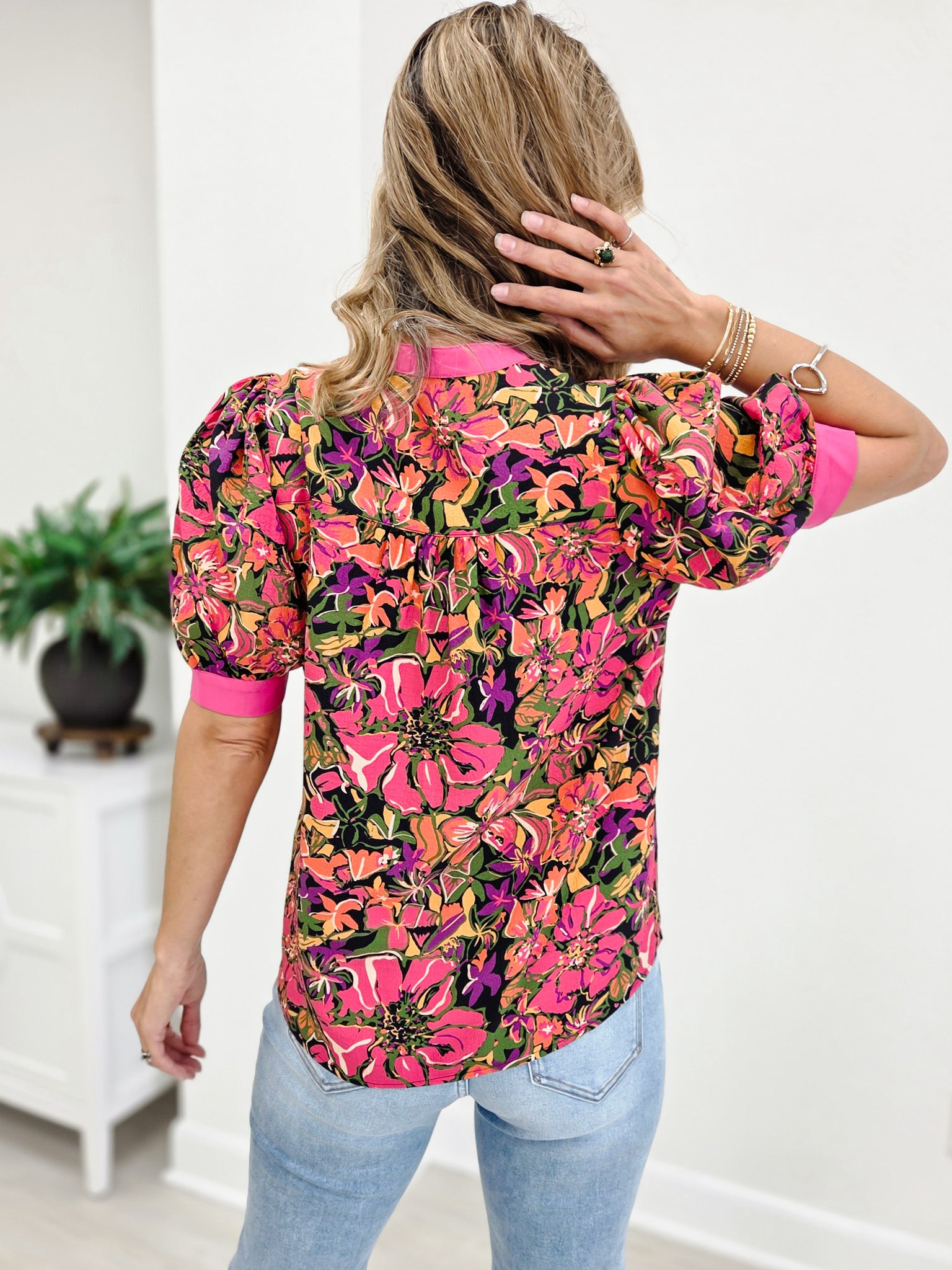 Mandarin Neck Floral Printed Top