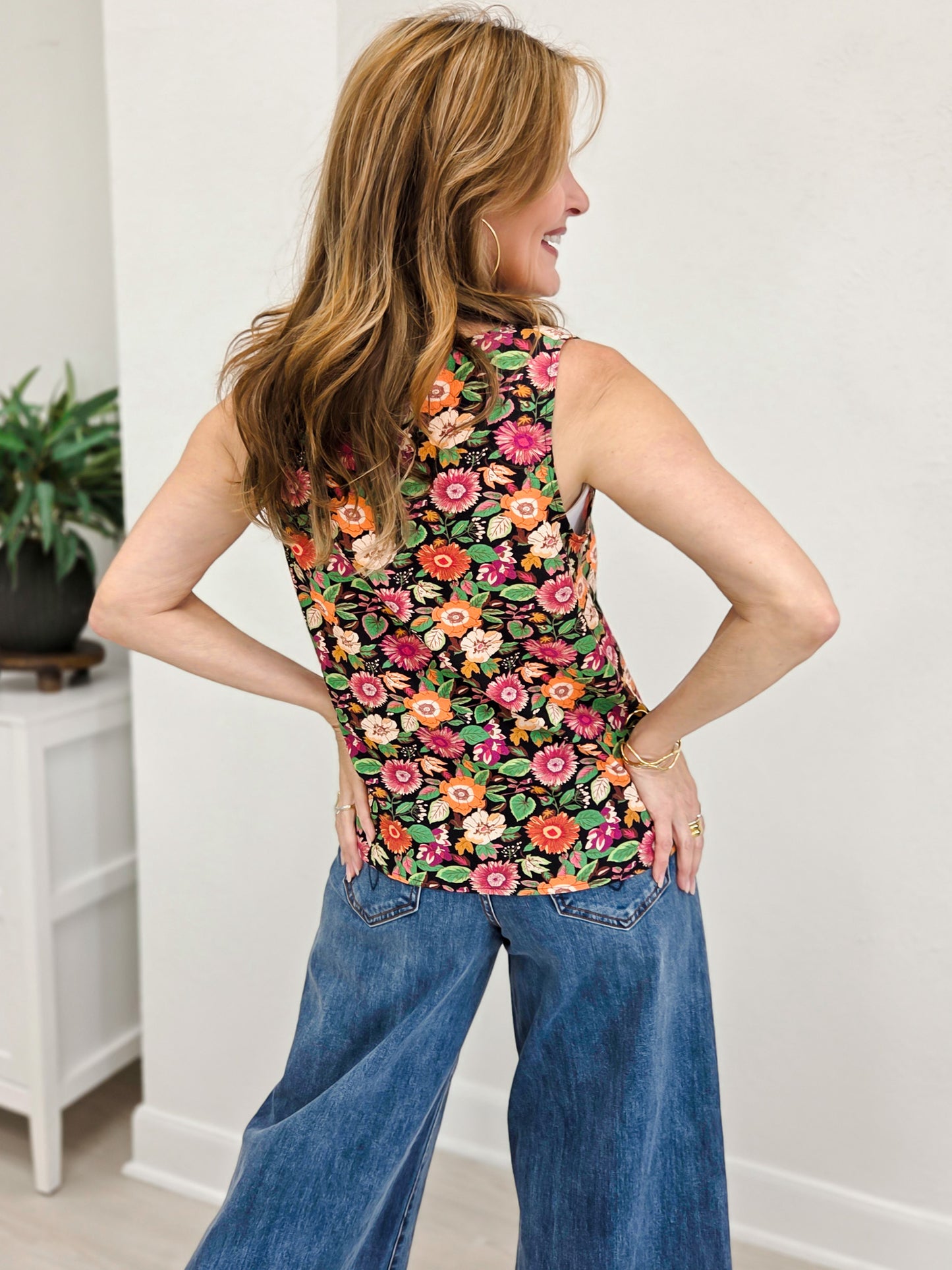 Split Neck Floral Printed Top
