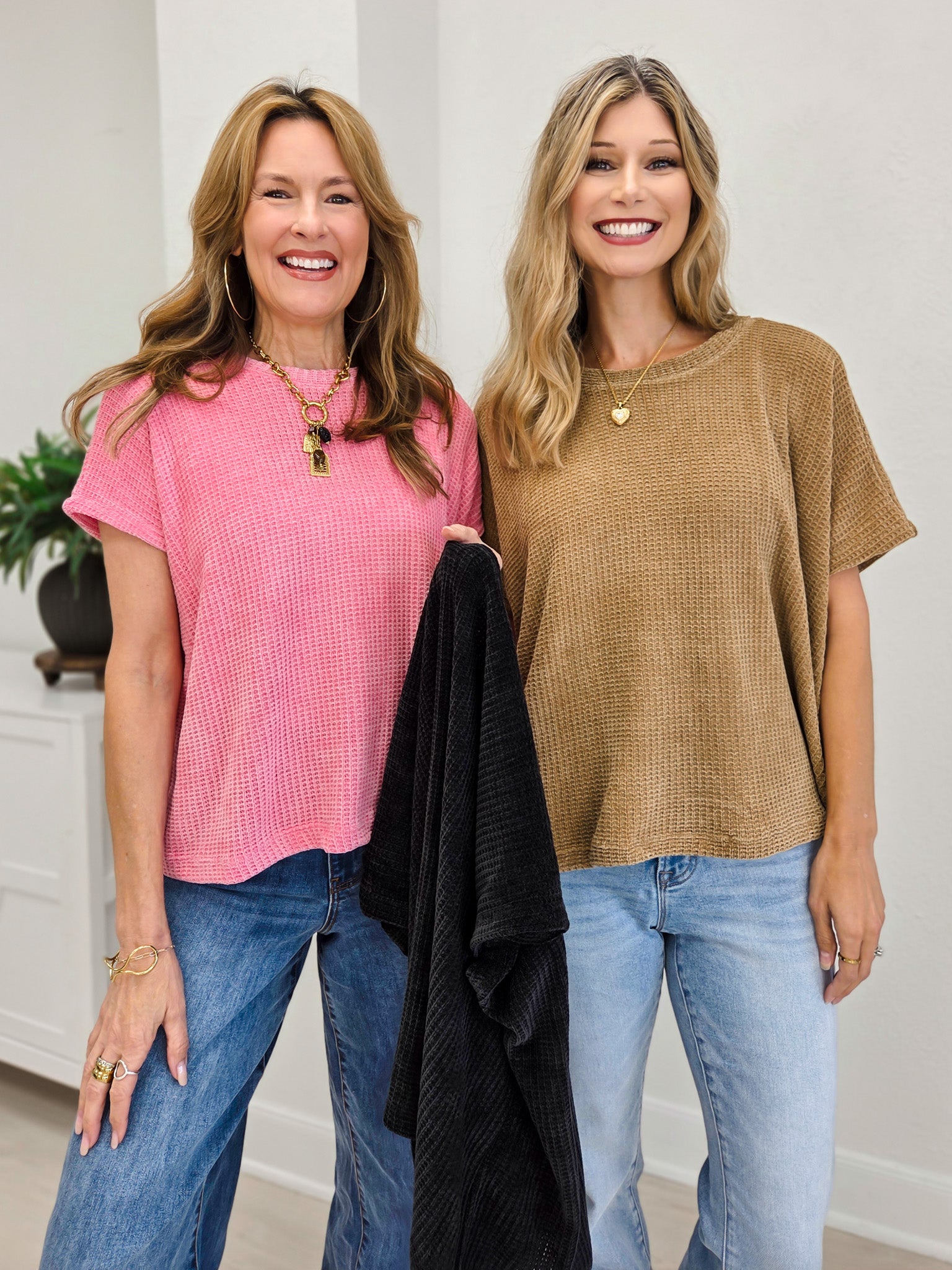 Chenille Waffle Cap Sleeve Sweater