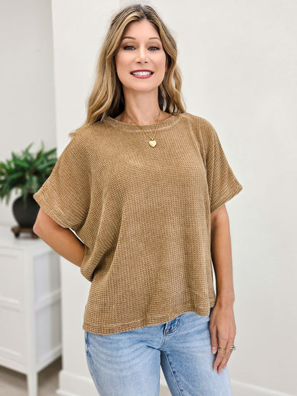 Chenille Waffle Cap Sleeve Sweater