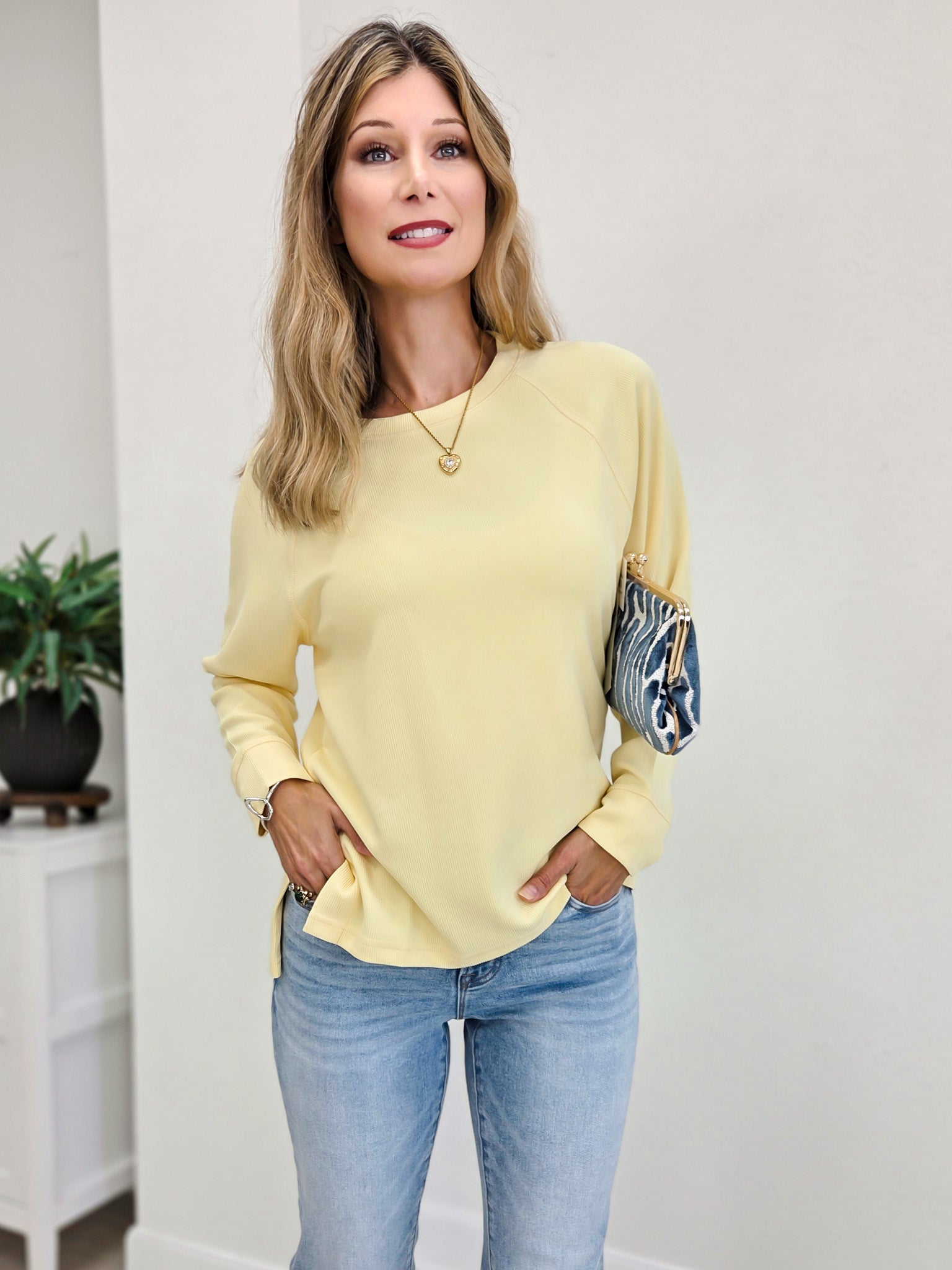 Luxe Sand Wash Rib Raglan Long Sleeve Top