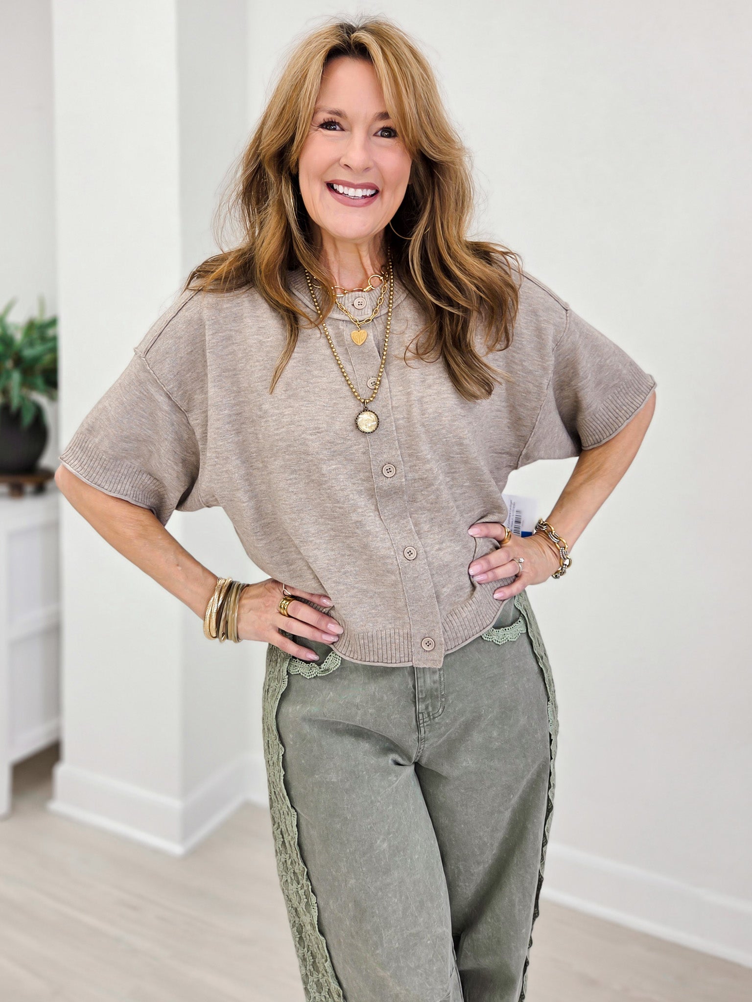 Crew-Neck Cashmere Cardigan