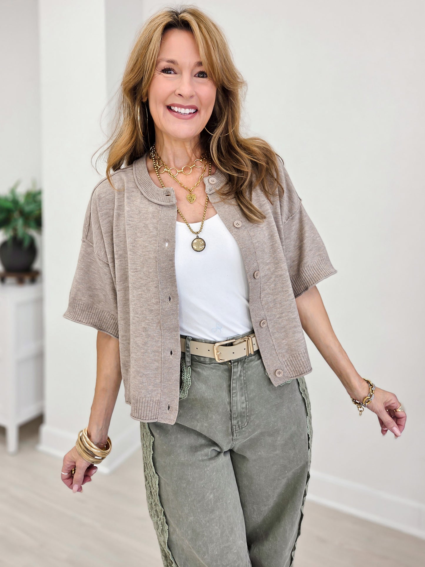 Crew-Neck Cashmere Cardigan