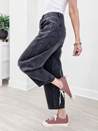 Mid Rise Wide Leg Barrel Jeans