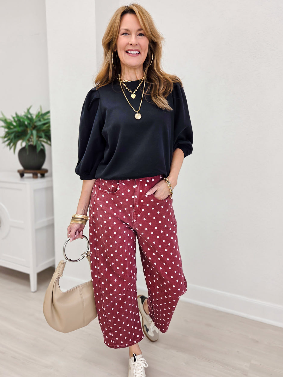 French Terry Puff Sleeve Pullover