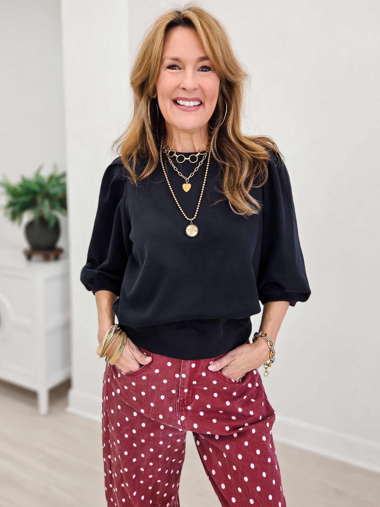 French Terry Puff Sleeve Pullover