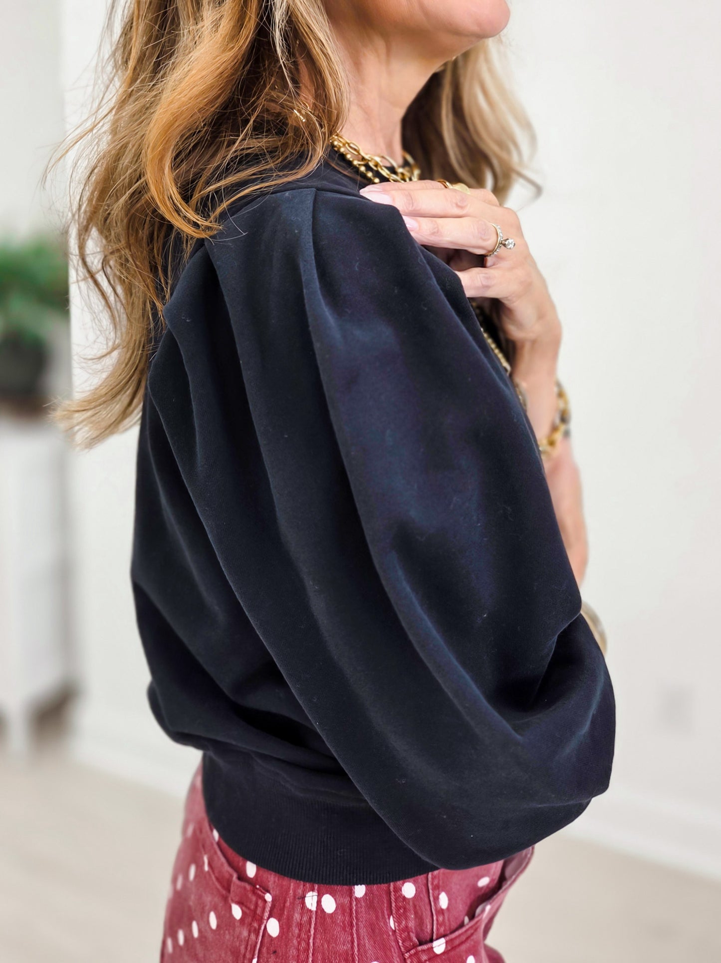 French Terry Puff Sleeve Pullover