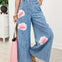 Oversized Floral Accents Wide Leg Pants