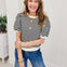 Striped Puff Sleeve Knit Top