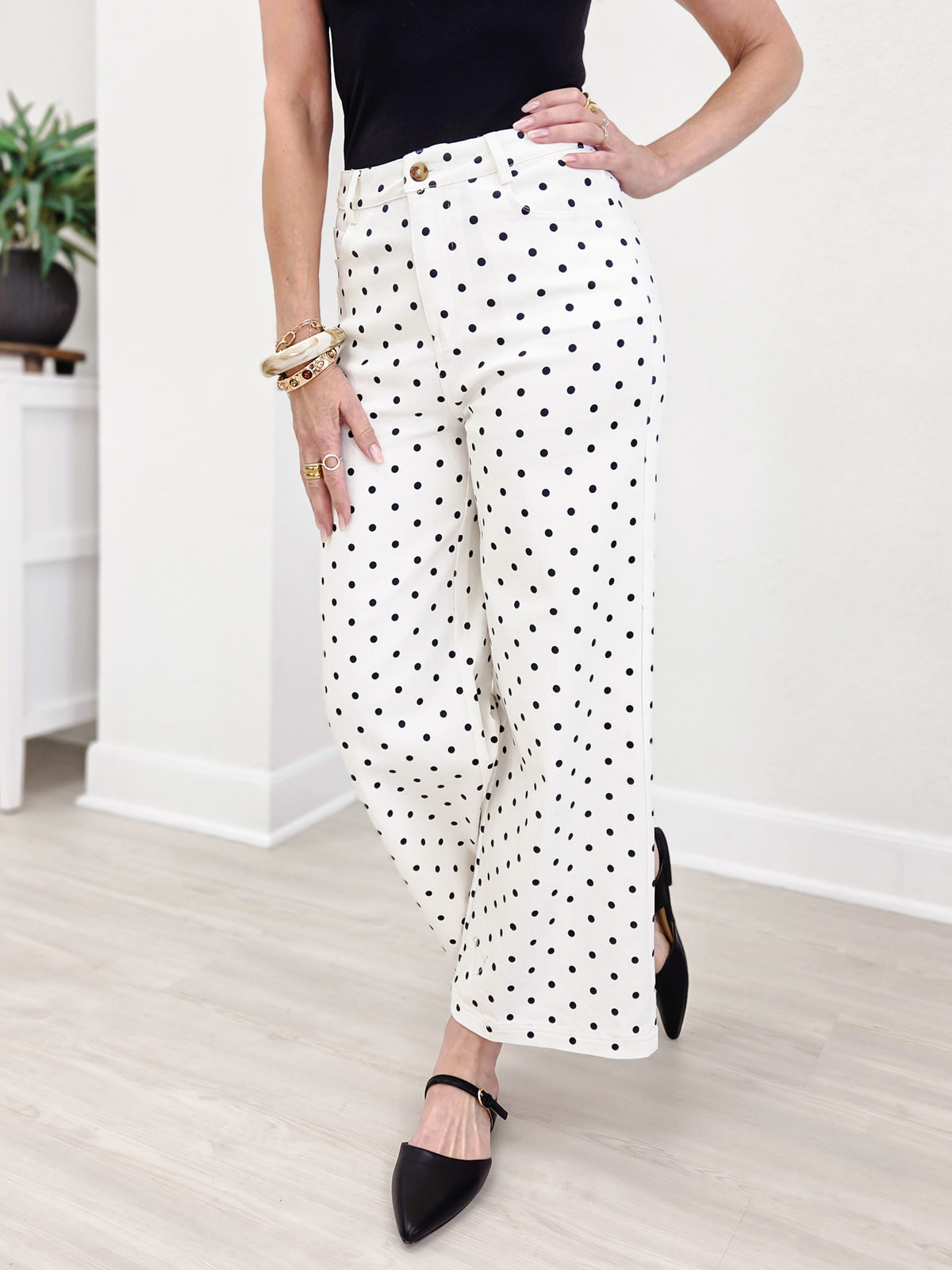 Polka Dot Wide Leg Pants