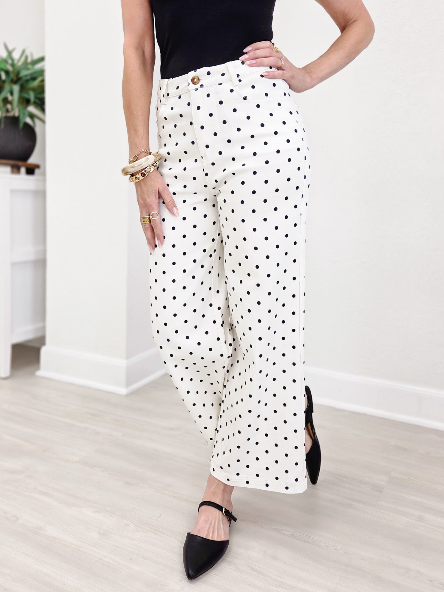 Polka Dot Wide Leg Pants