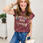 Wine Mineral Wash Embroidered Short Sleeve Top