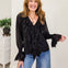 Black Pleated Ruffle Vintage Western Top