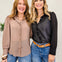 Chiffon Button Down Pearl Snap Collared Shirt