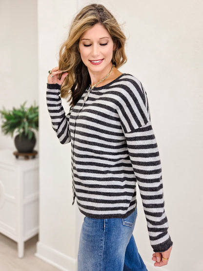 Striped Button Down Sweater Cardigan