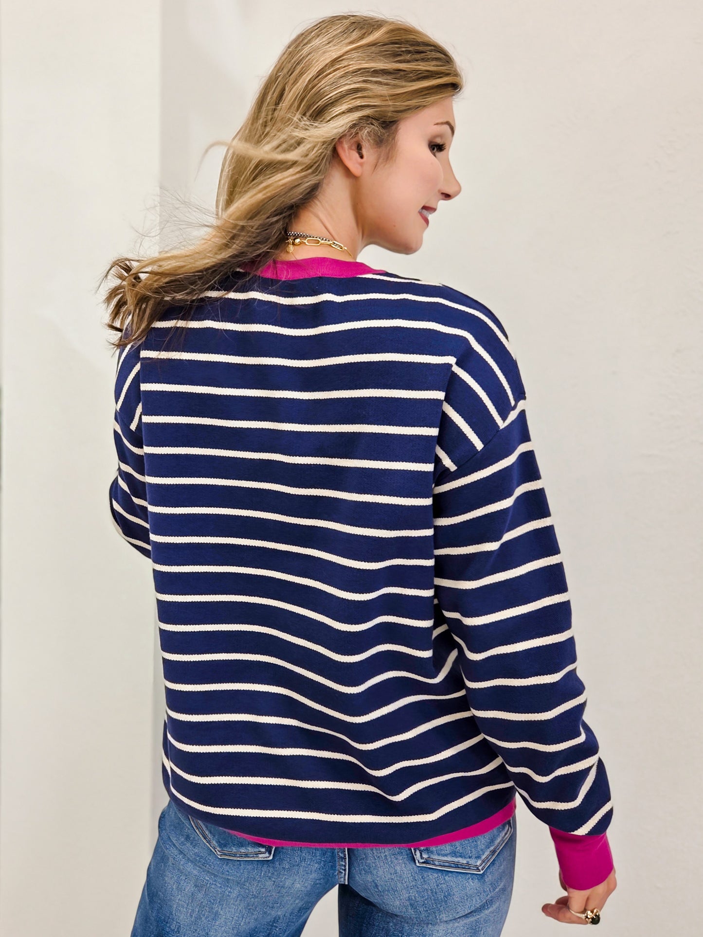 Color Contrasted Striped Sweater
