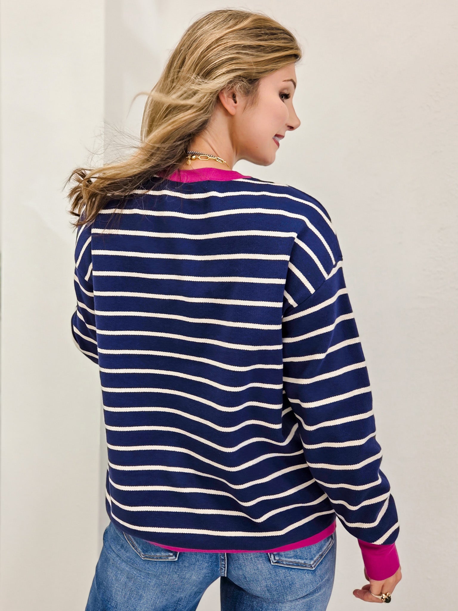 Color Contrasted Striped Sweater