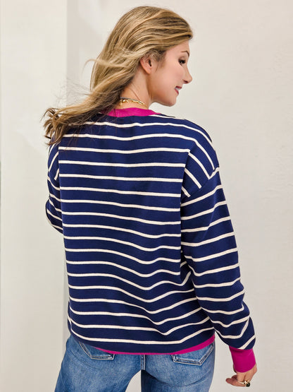 Color Contrasted Striped Sweater