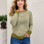 Color Trimmed Pinstriped Sweater-Matcha Green